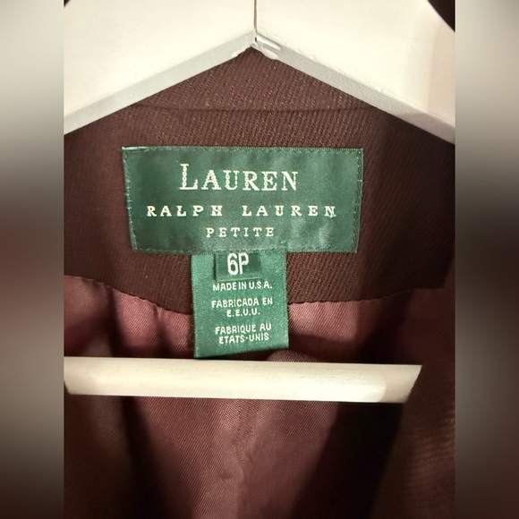 Lauren Ralph Lauren Women’s Petite Brown Wool Blazer Jacket - Size 6P - Picture 4 of 7